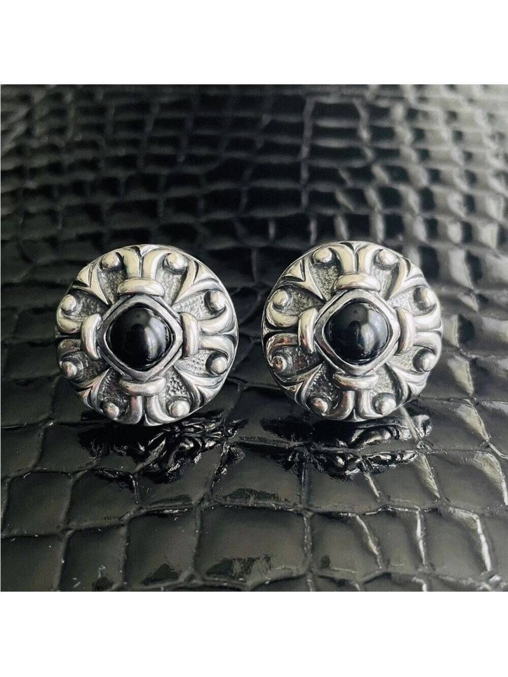 Scott Kay Onyx Sterling Silver Round Cufflinks Cuff Links